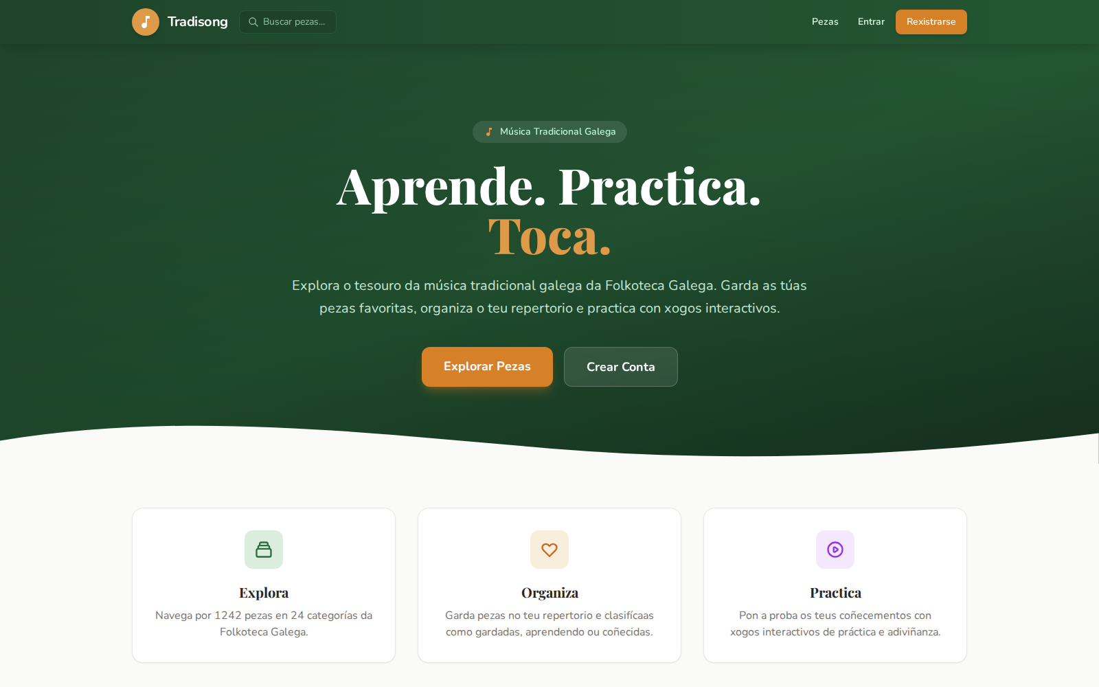 tradisong live demo preview (screen 1)