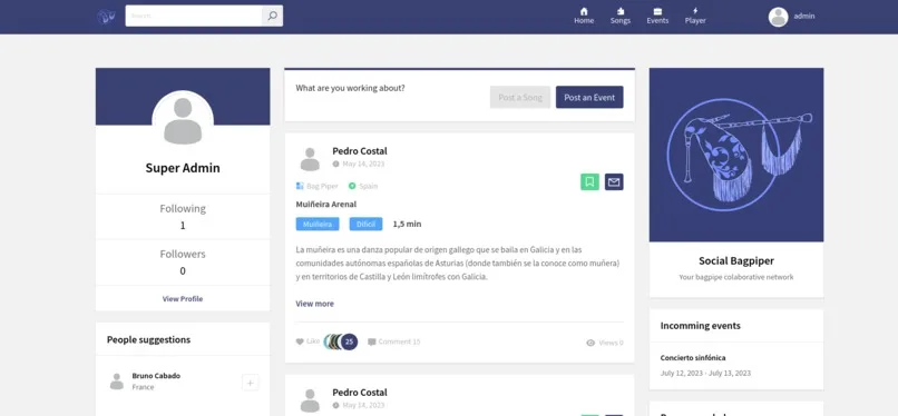 Social Bagpiper gallery interface from Devpost
